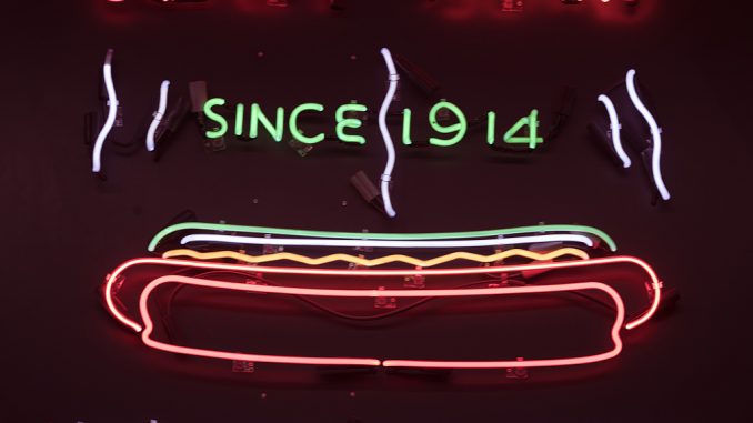 The Famous Hot Dog neon sign