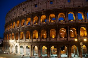 The Colosseum of Rome at night